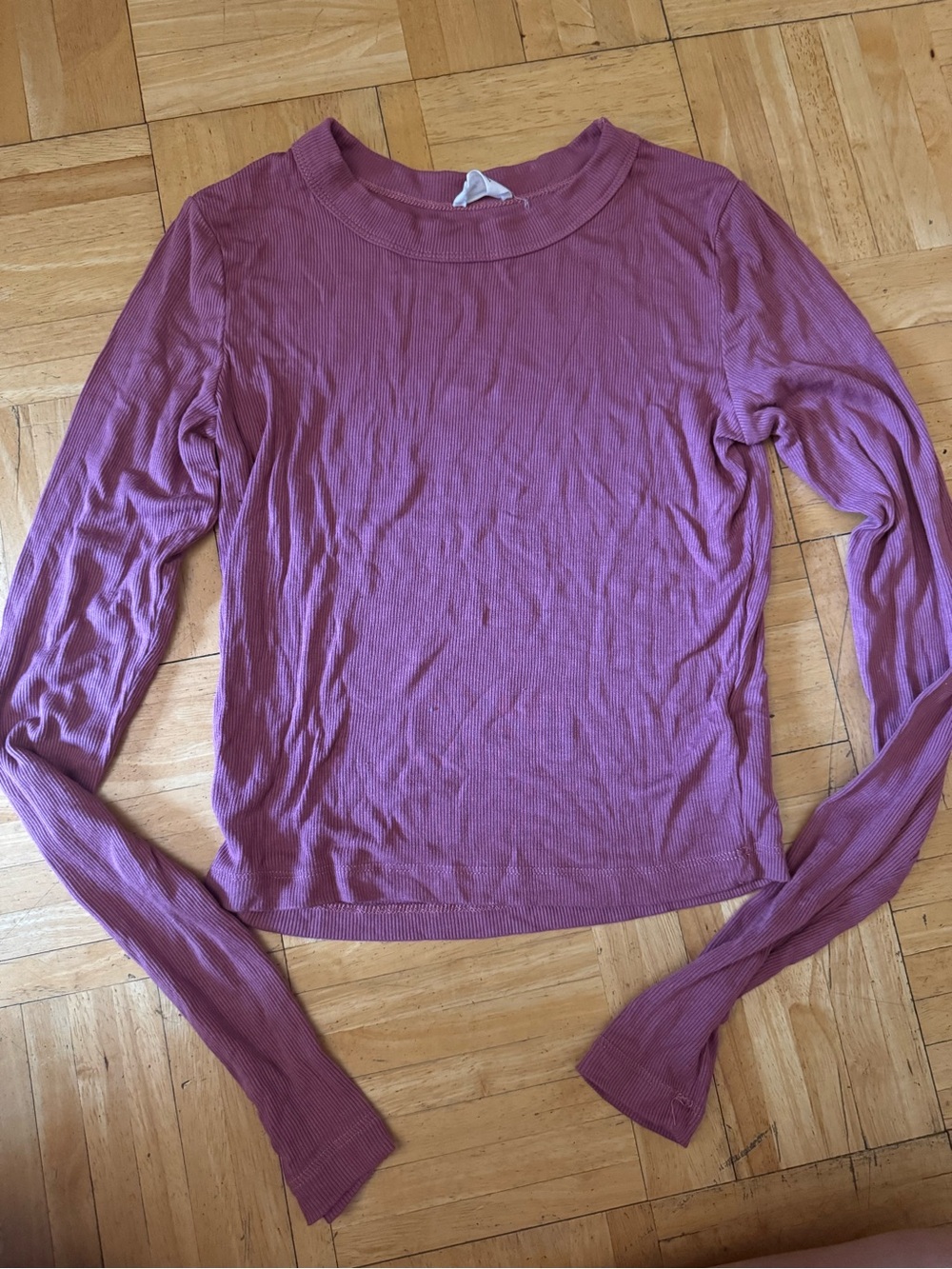 Cotton On Ribbed Long Sleeve Top in Mauve Pink